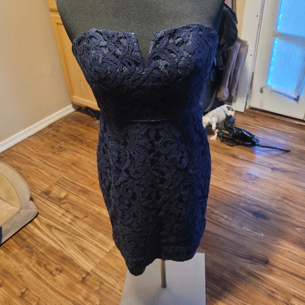 J. Crew Strapless Navy Lace Dress